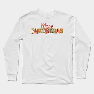 Merry Christmas Cookie Lettering Long Sleeve T-Shirt